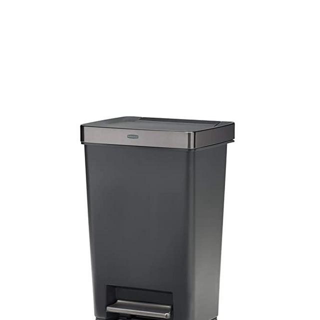 Rubbermaid Premier Series III Step-On Trash Can for Home and Kitchen, with Stainless Steel Rim, 13 Gallon, Charcoal