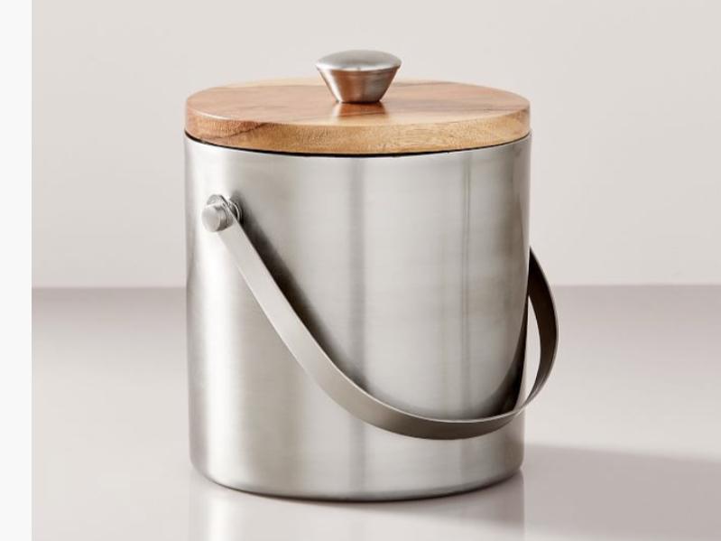 Nickel + Wood Barware - Ice Bucket