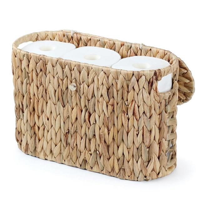 YANGQIHOME Toilet Paper Storage, Water Hyacinth Toilet Paper Storage with Lid, Papers Container for up to 6 Mega Rolls, Bathroom Basket Organizer