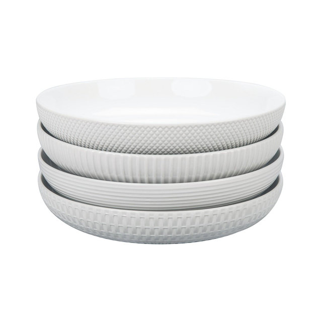 BIA Cordon Bleu Porcelain Assorted Textured Dinner Bowls, Set of 4