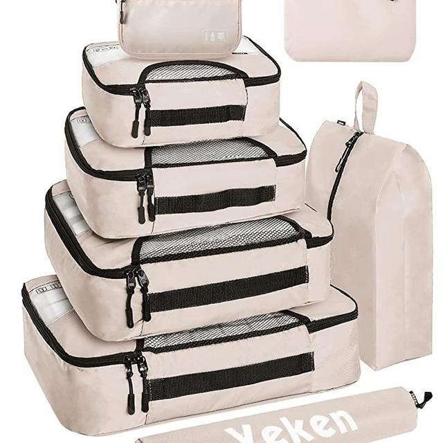 8 Set of Various Colored Packing Cubes in 4 Sizes (Extra Large, Large, Medium, Small),Veken Packing Cubes for Travel Accessories Travel Essentials, Luggage Organizer Bags for Carry on Suitcases