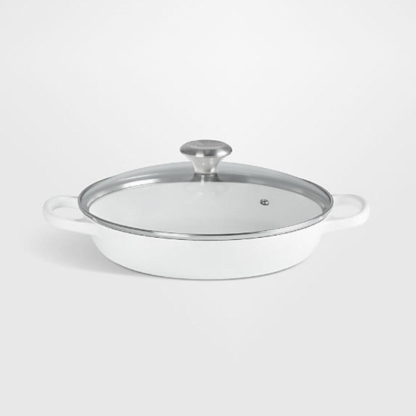 Le Creuset ® 2.25-Qt. White Enameled Cast Iron Braiser with Glass Lid