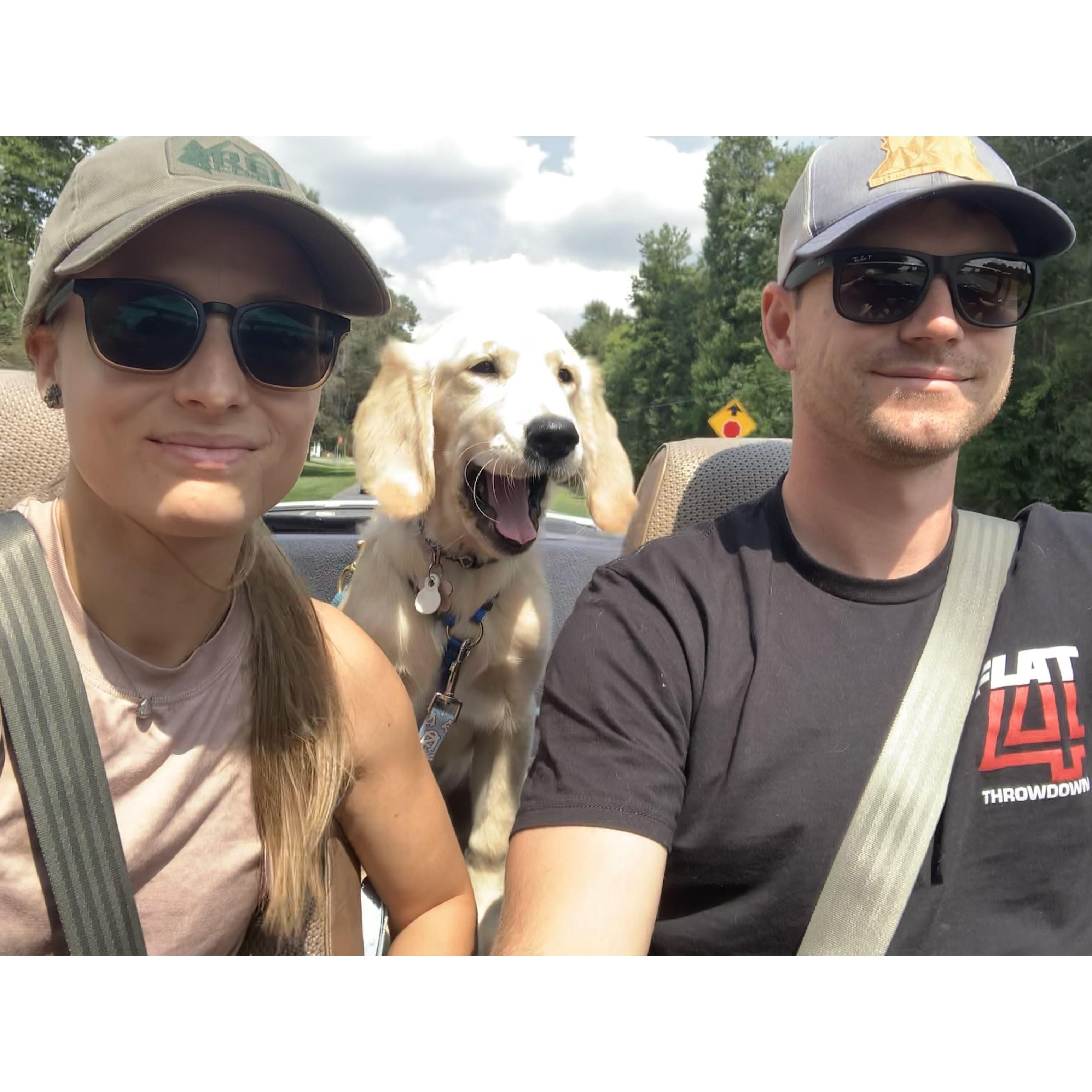 MG ride with baby Cali