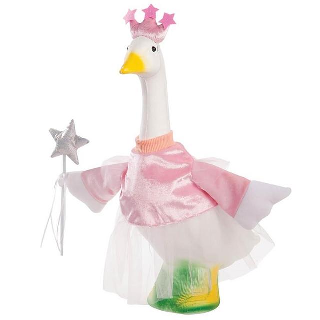 Princess Goose Outfit, Fits Large 23" H Statue - Fairy Princess Costume for Lawn Goose Statue - Pink Gown, Wand, and Crown - Whimsical Yard Decor - Made from Brushed Tricot - By GagglevilleTM