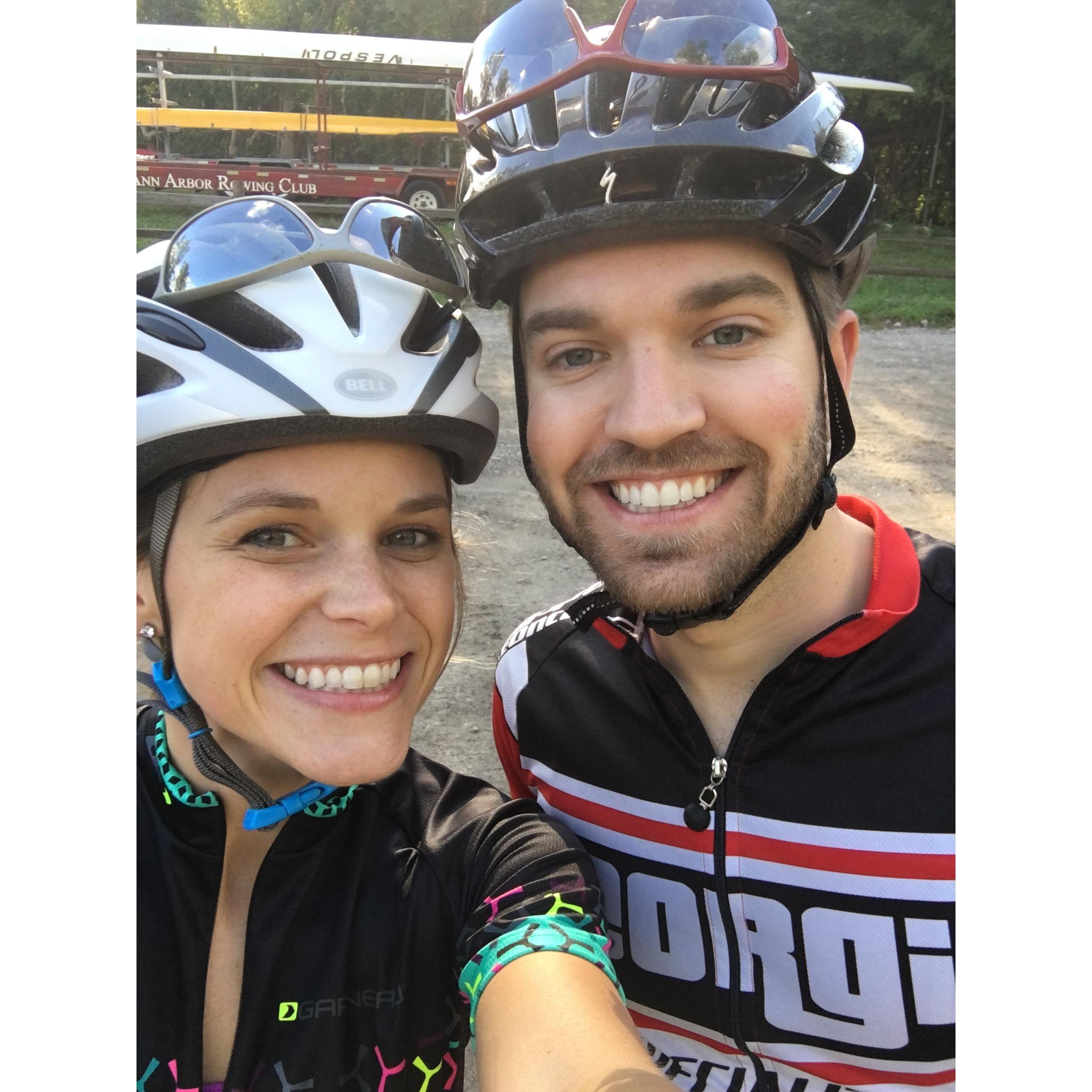 First time clipping in on the bike and I didn't fall over. Saved that for our second ride.