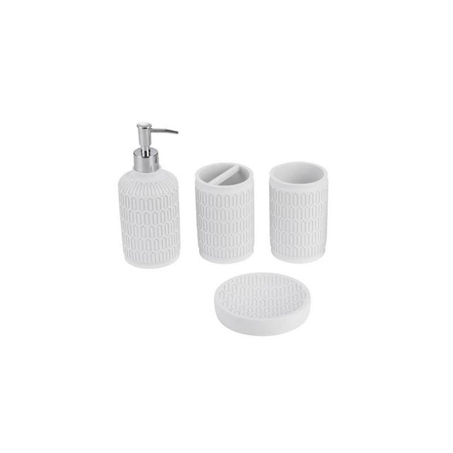 4pc Poliresine Hive Bathroom Set White - KRALIX
