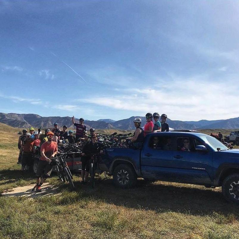 The "mountain bike crew" actually mountain biking