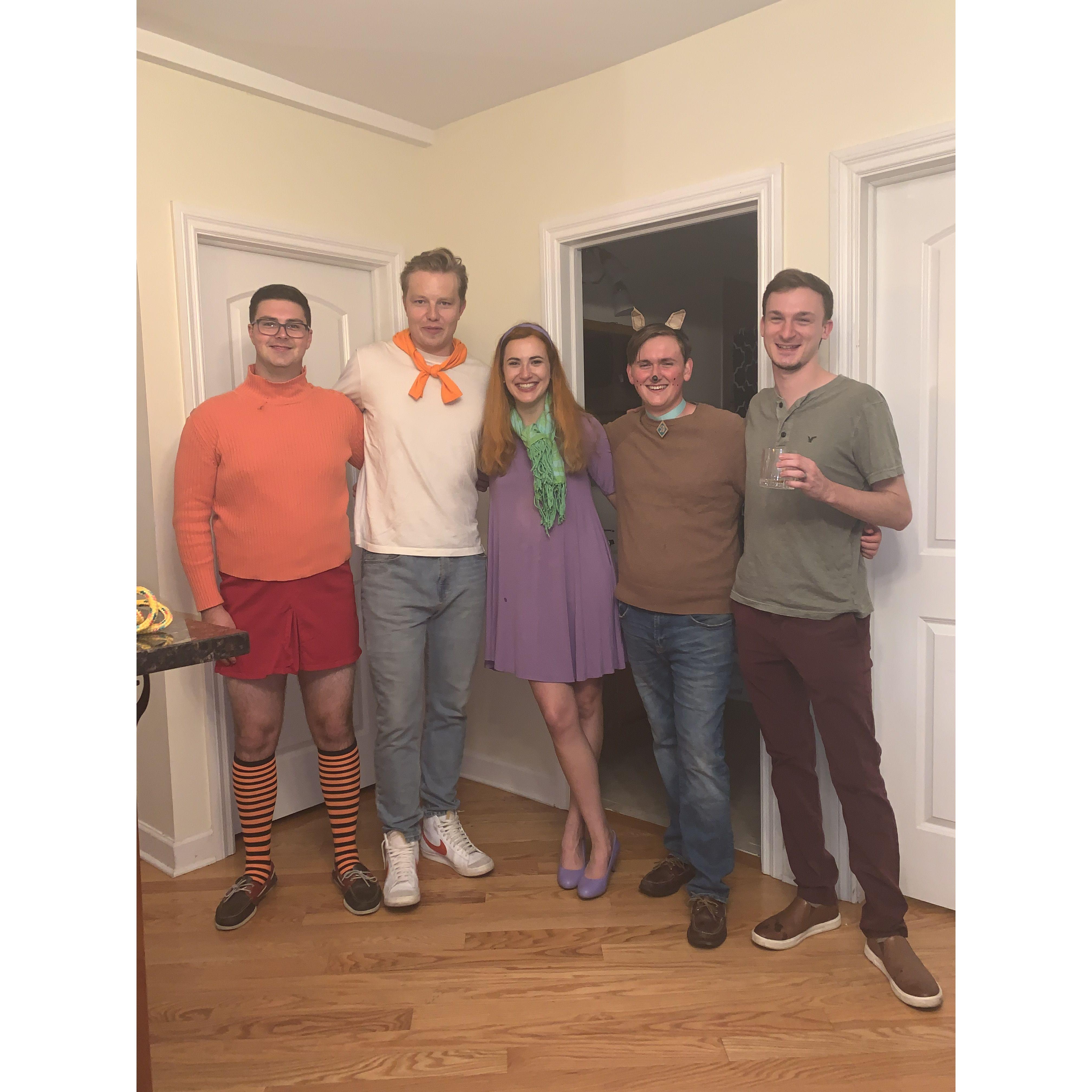 Shortly after Aaron and Bethany met in 2021. The NUTS (NU Trumpet Studio) masters students went as the Mystery Gang for Halloween!