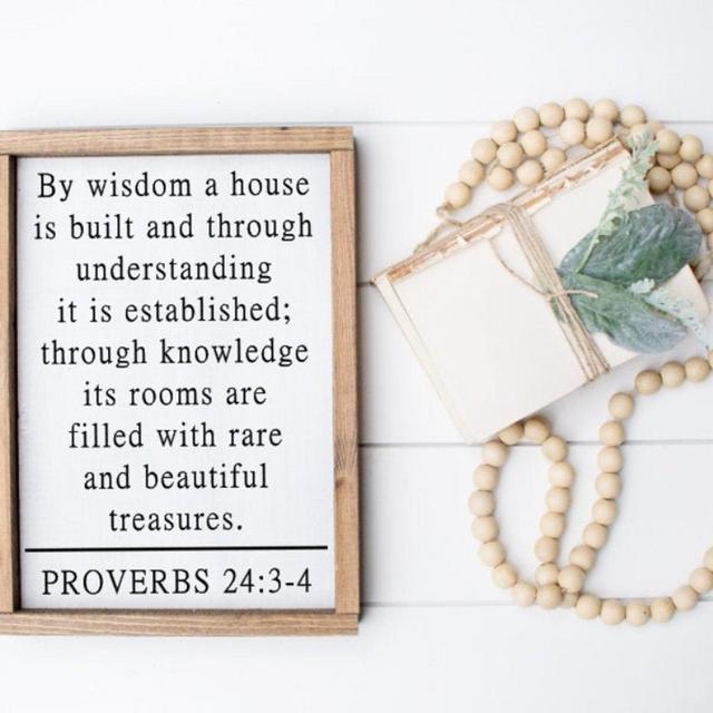 House Motto- Proverbs 24:3-4 - scripture wood sign