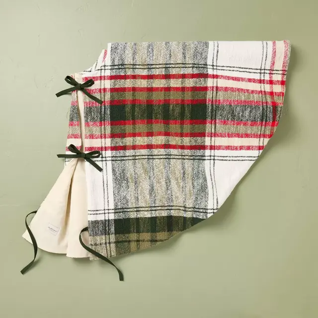 52" Rustic Plaid Woven Christmas Tree Skirt - Hearth & Hand™ with Magnolia