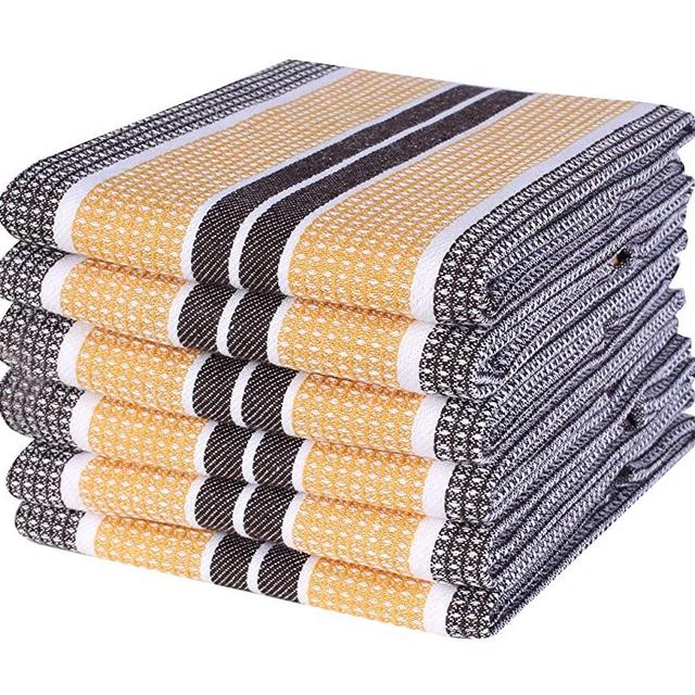 Dish Kitchen Towels,Kitchen Towels,Cotton Dish Towels,Bar Towels,Dish Towel For Drying Dishes,kitchen rag,farmhouse kitchen dishcloths sets,Waffle Stripe Kitchen Towel 18x28 " Mustard Brown Set of 6