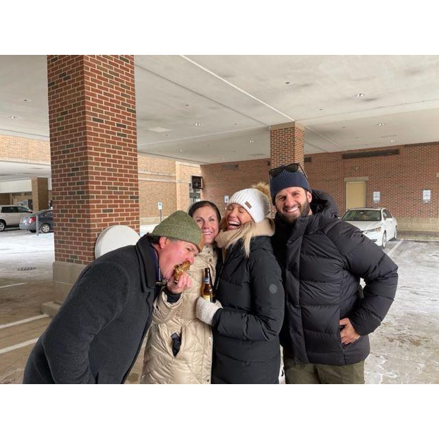 Delirious from the cold before a Notre Dame game!