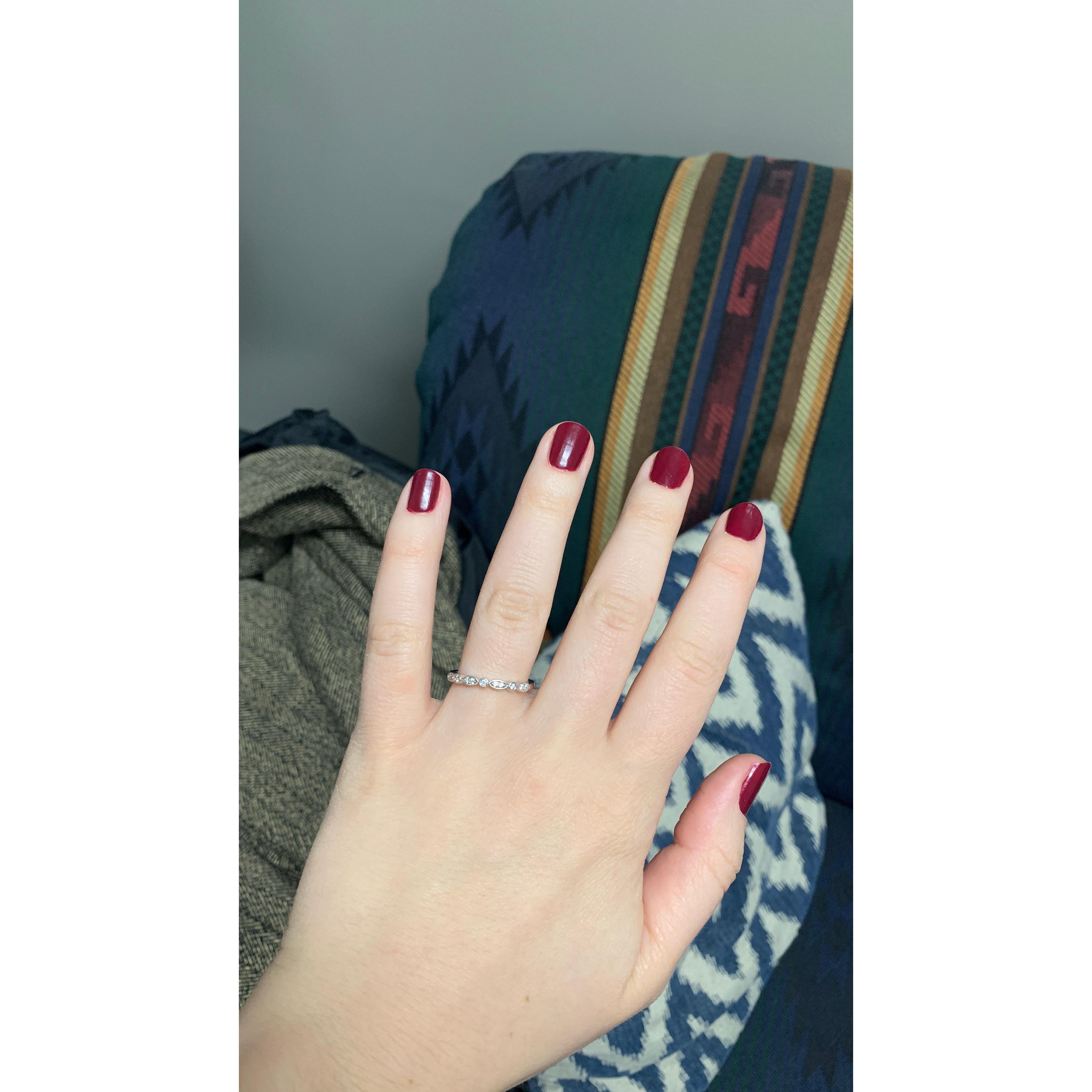 Engagement ring after Emmanuel proposed (February 19, 2021)