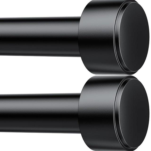 2 Pack Curtain Rods for Windows 32-120 Inch, 1 Inch Adjustable Black Curtain Rod Set with Brackets, Easy Install