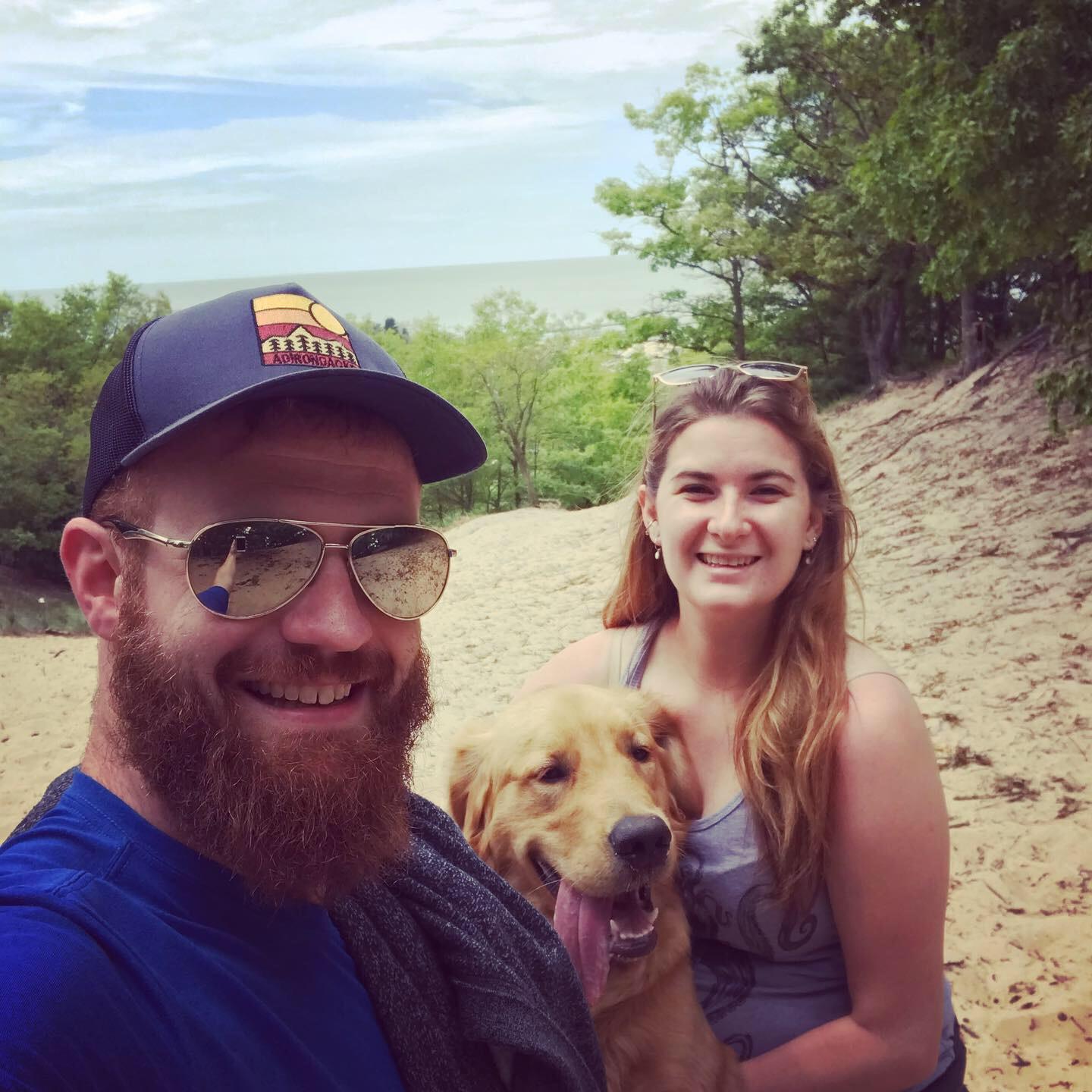 Pentwater, MI on top of the sand dune Pete re-proposed to Erika on after the travel ban in Michigan was removed.