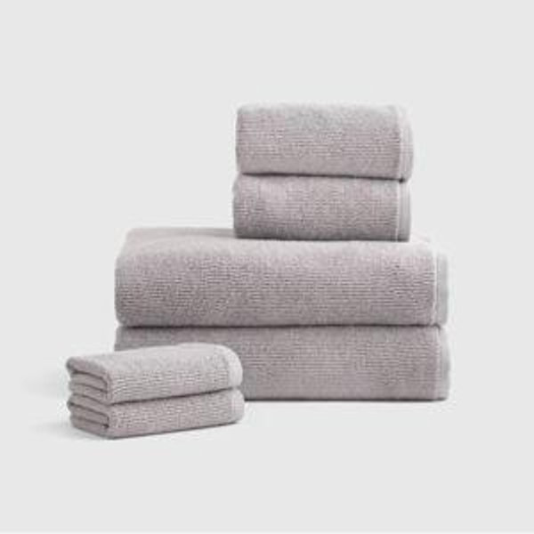 Turkish Ribbed Quick Dry Bath Towel Bundle in Grey
