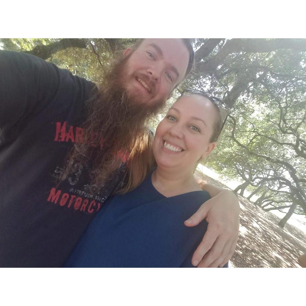 Selfie while we wait for our beach house to open.