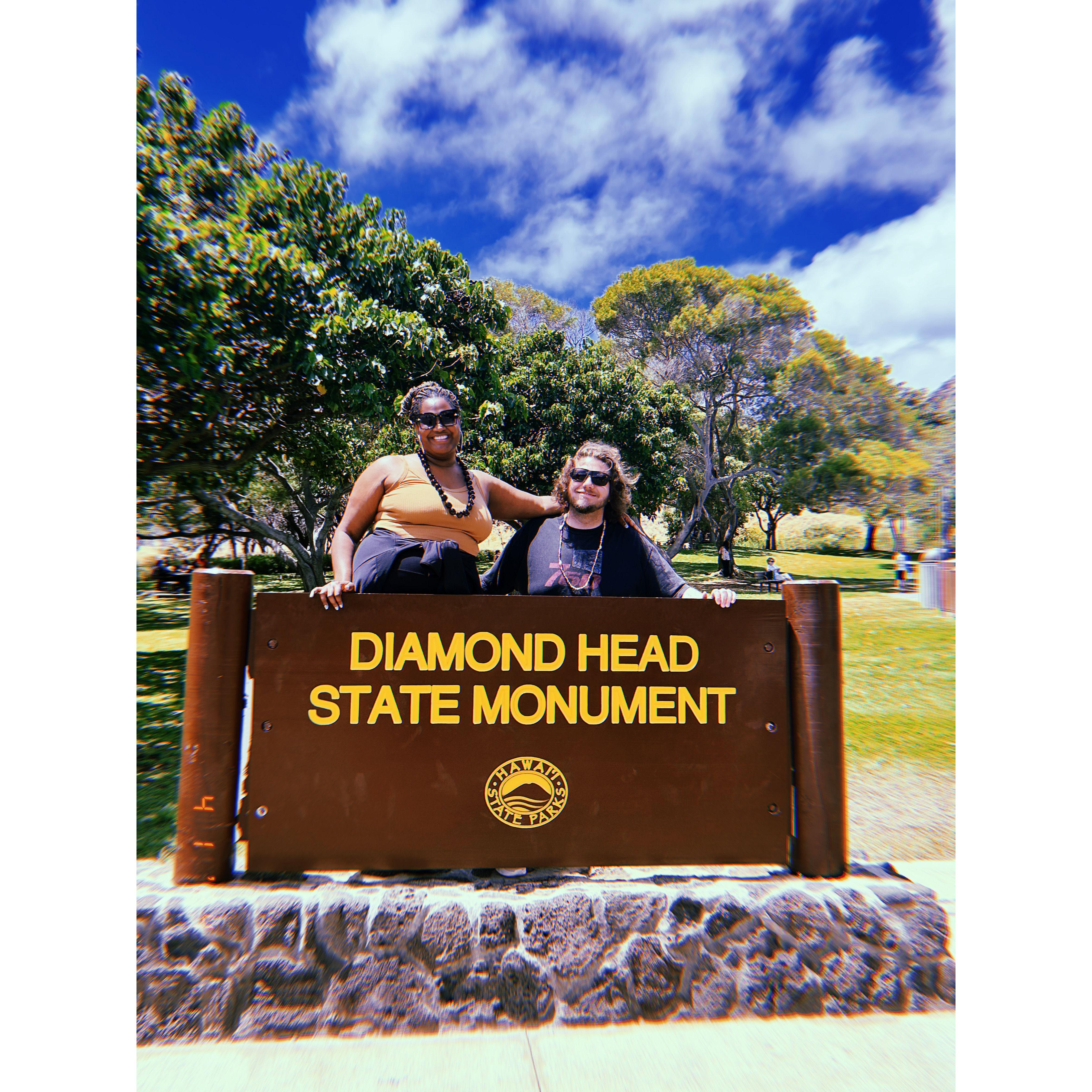 Us posing victoriously after a fairly grueling hike up Diamondhead in Hawaii!