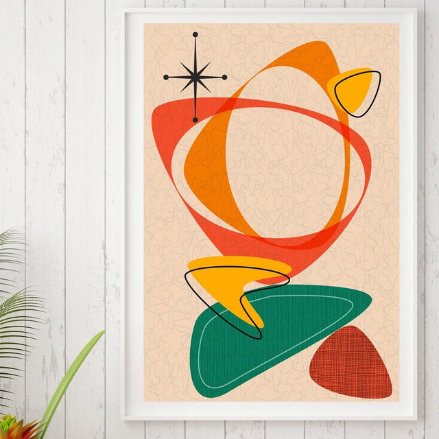 Atomic Art, Retro Mid-Century Modern Wall Prints, Abstract, Vintage Modern, Eames Style, Danish Modern, Midcentury Art, 1950s