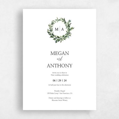 White Bordered Wedding Invitation - Gingerwood Classic
