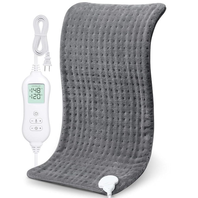 NOWWISH Heating Pad for Back Pain & Cramps Relief, Moist Heat Pad for Neck & Shoulder, Auto Shut Off, Machine Washable, Gifts for Men, 12''x 24" Grey