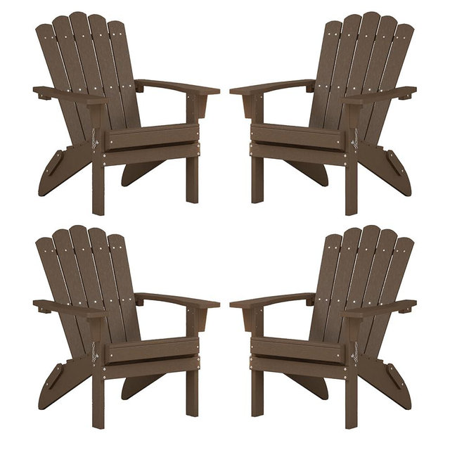 ACUEL Adirondack Chairs, Folding Chairs Set of 4, Heavy Duty Weather-Resistant Patio Chairs with Wide Armrests & Ergonomic High Back, HDPE Fire Pit Seating for Backyard, Garden, Porch