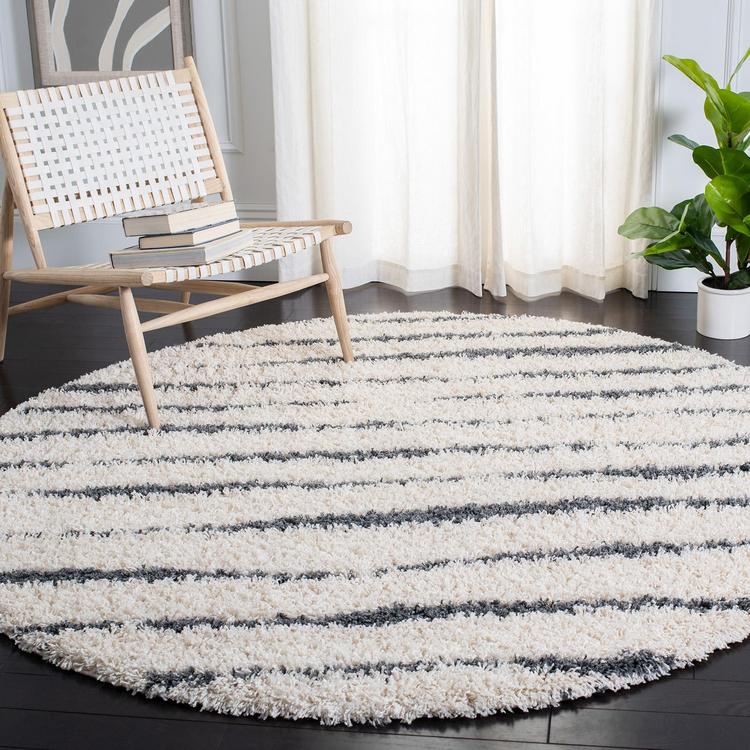 Venus Shag Round Striped Rug