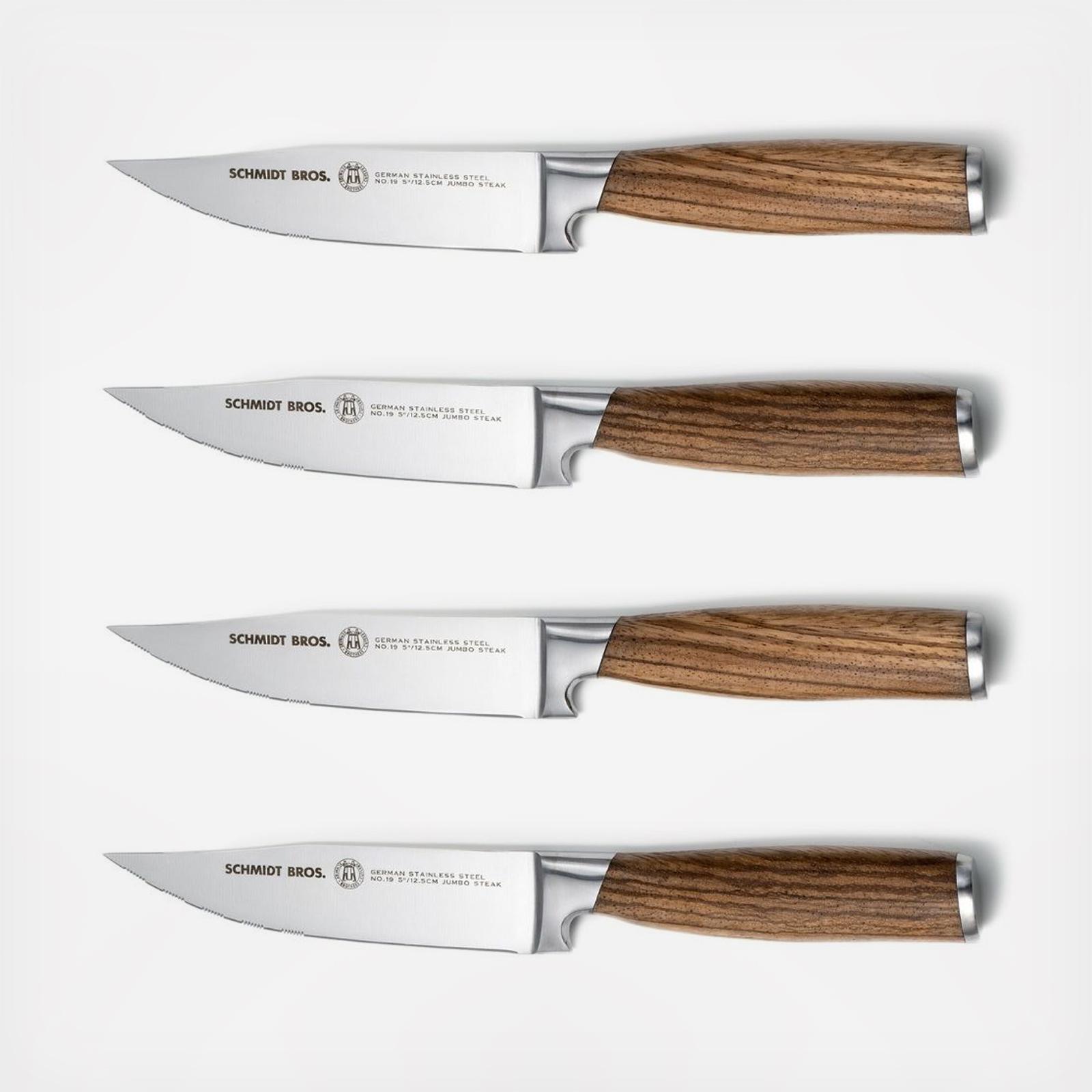 Schmidt Brothers, Zebra Wood Jumbo Steak Knife, Set of 4 | Zola
