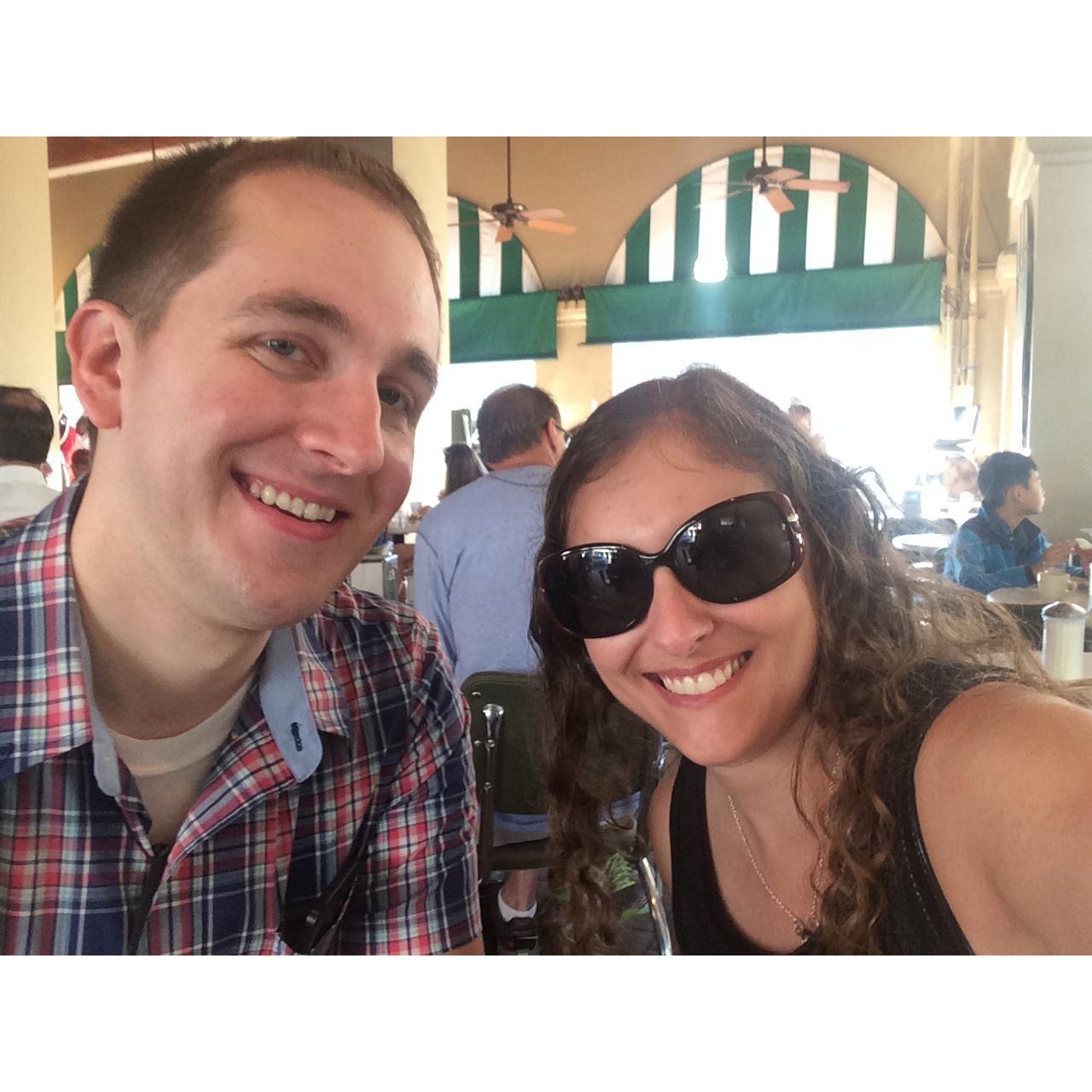 Eating beignets at Cafe du Monde in NOLA - April 24, 2017