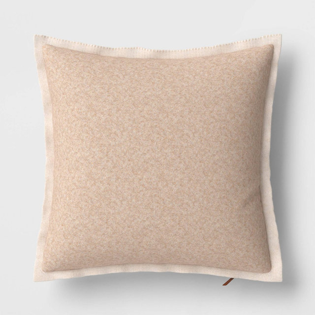 The Cozy Collection Cozy Faux Cashmere Knit Square Throw Pillow Tan - Threshold™
