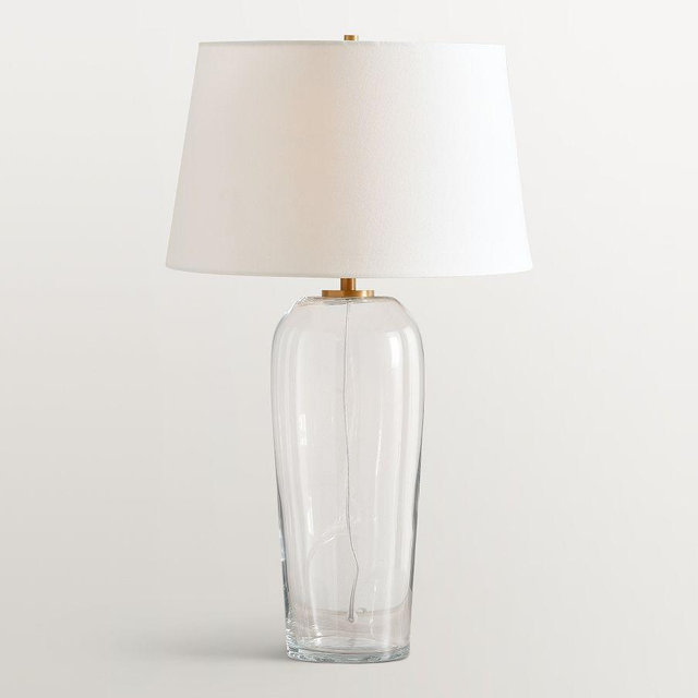 Carter Glass 29" Table Lamp, Linen Shade, Large