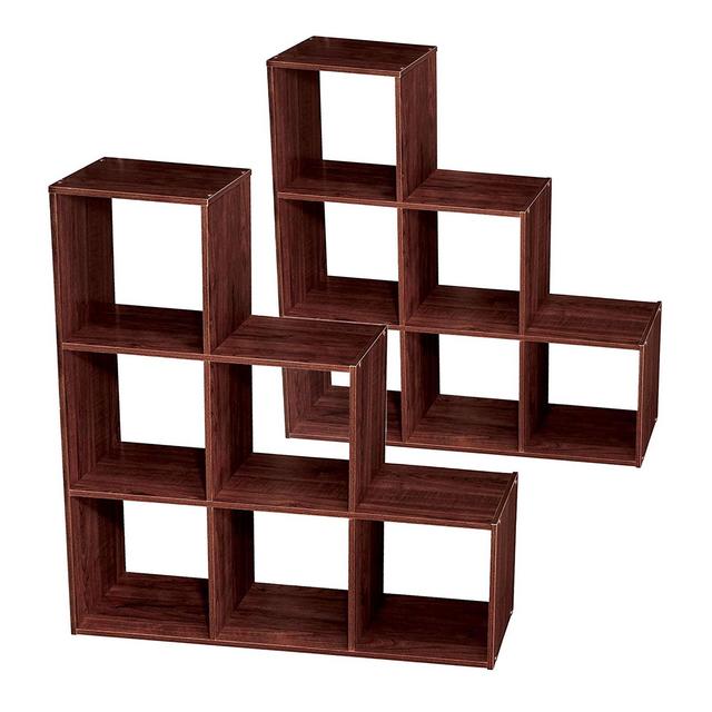 ClosetMaid 3 Tier Free Standing Wooden Cubical Organizer with 6 Cubes Slotted Design for Added House Storage, Dark Cherry