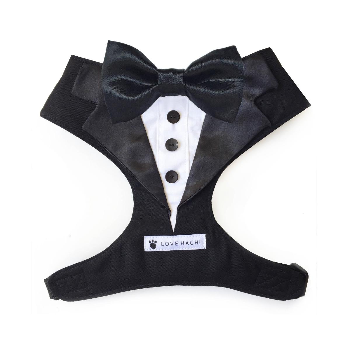 Classic Black Bow Tie Tuxedo Dog Harness- size medium