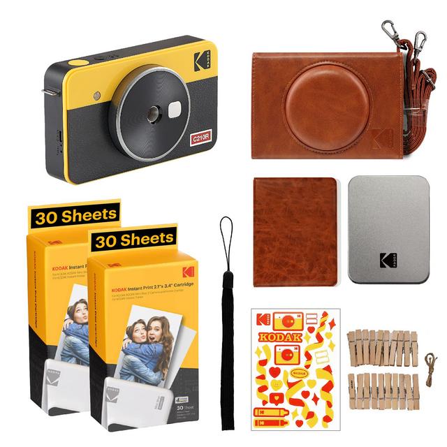 Kodak Mini Shot 2 Retro | Accessory Gift Bundle | Portable Wireless Instant Camera Photo Printer, Compatible with iOS Android and Bluetooth Devices, Real Photo (2.1x3.4) 4Pass Technology - Yellow