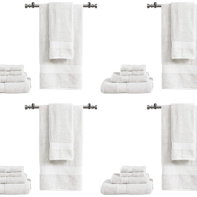 Madison Park Organic 100% Cotton Bathroom Towel Set, Hotel & Spa Quality Highly Absorbent, Quick Dry, Include for Shower, Handwash & Facial Washcloth, Multi-Sizes, White (Pack of 4)