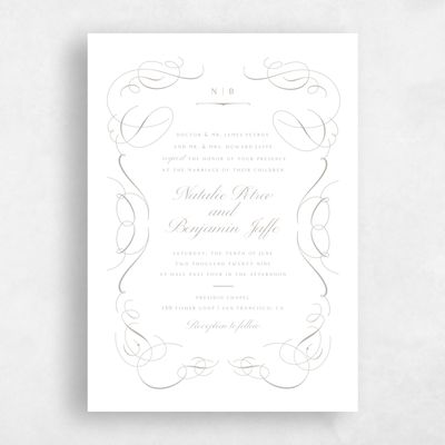 Oatmeal, Beige Wedding Invitation - Ventana Portrait Letterpress