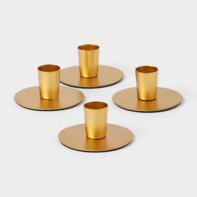 4pk Small Gold Powder Coated Taper Candle Holders - Room Essentials™