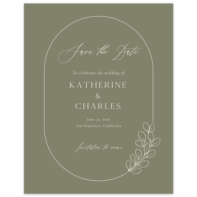 Khaki Green Wedding Digital Save the Date - Groveland Portrait