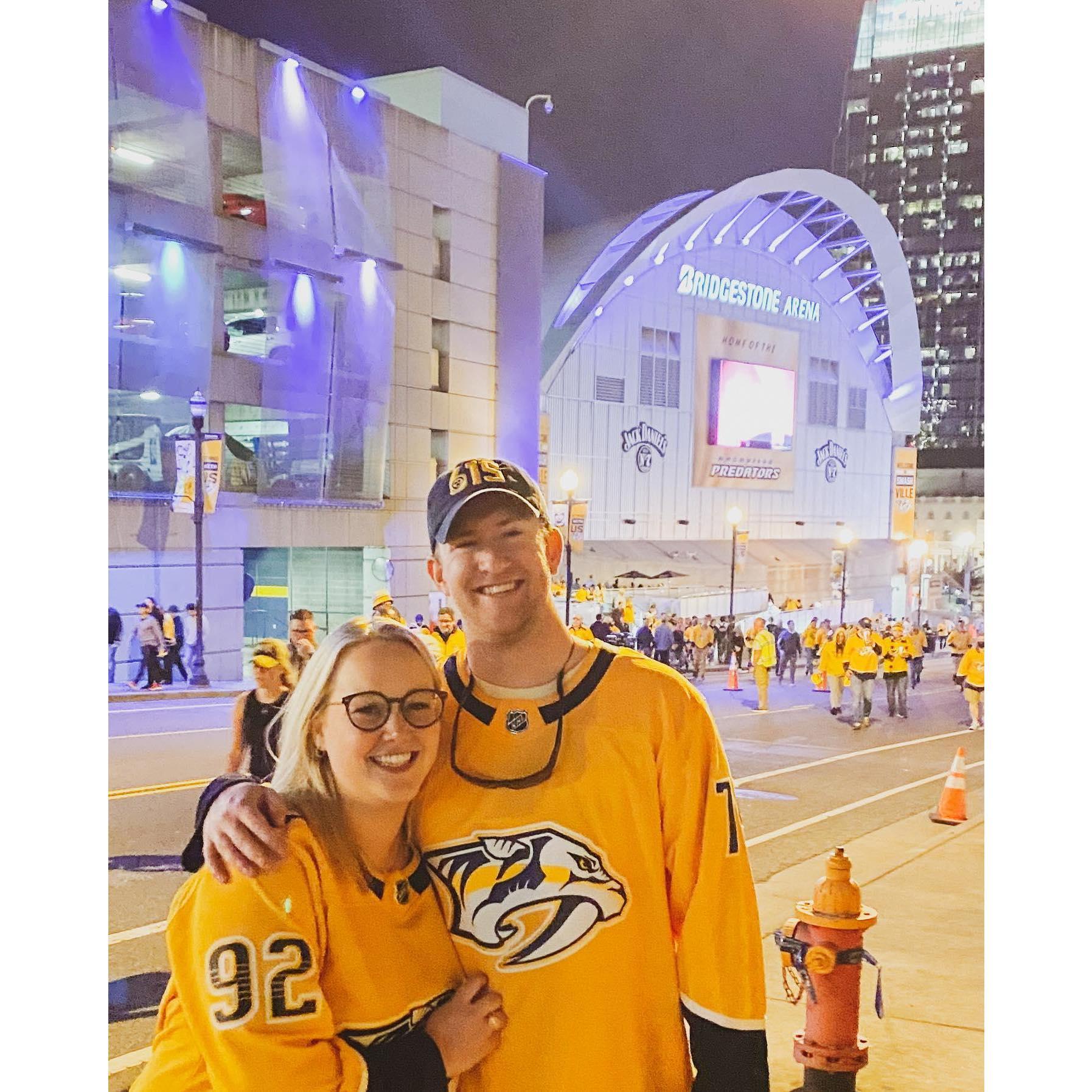 This was one of our first pictures together after a fun time at the predators game.