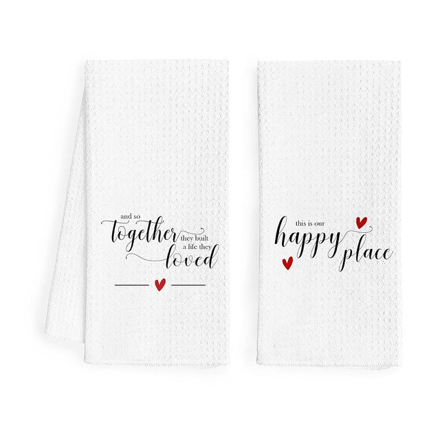 WFSM and so Together They Built a Life They Loved Kitchen Towels Set of 2, Wedding Engagement Gifts for Couples Newlyweds Hand Towels, House Warming Gifts New Home Dish Towels Tea Towels, 16x24 Inch