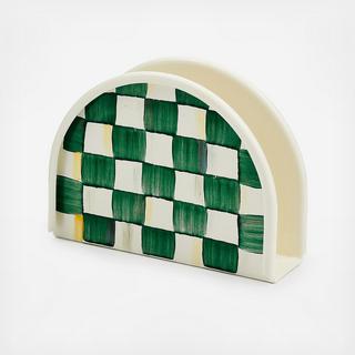 Emerald Check Enamel Napkin Holder