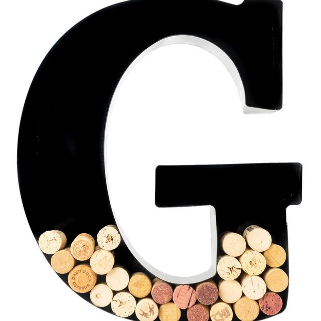 Wine Cork Holder - Metal Monogram Letter (G), Black, Large | Wine Lover Gifts, Housewarming, Engagement Bridal Shower Gifts | Personalized Wall Art | Home Décor