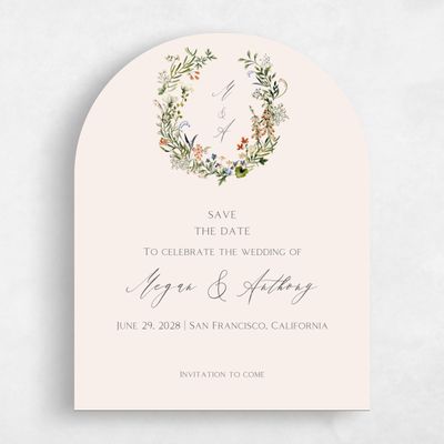 Beige Arch Wedding Save the Date - Bellfort Portrait