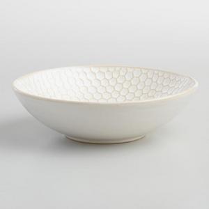 Medium White Textured Stoneware Bowls Set of 4
