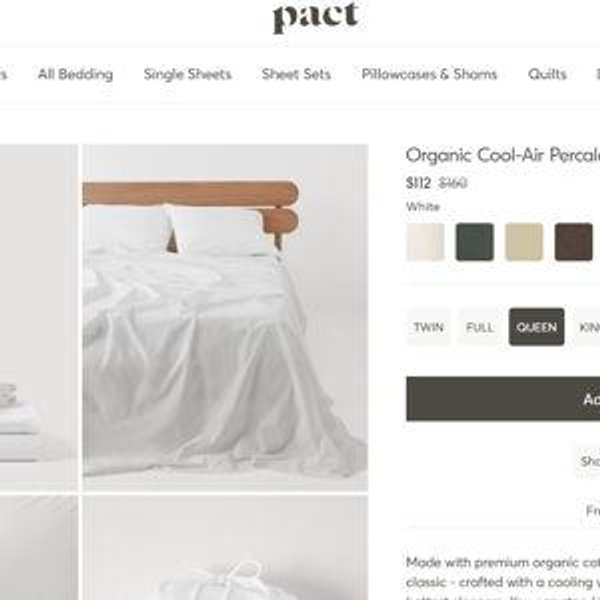 PACT Home Bone Organic Cool-Air Percale Sheet Set TW