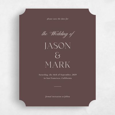 Brown Ticket Wedding Save the Date - Gavin Portrait