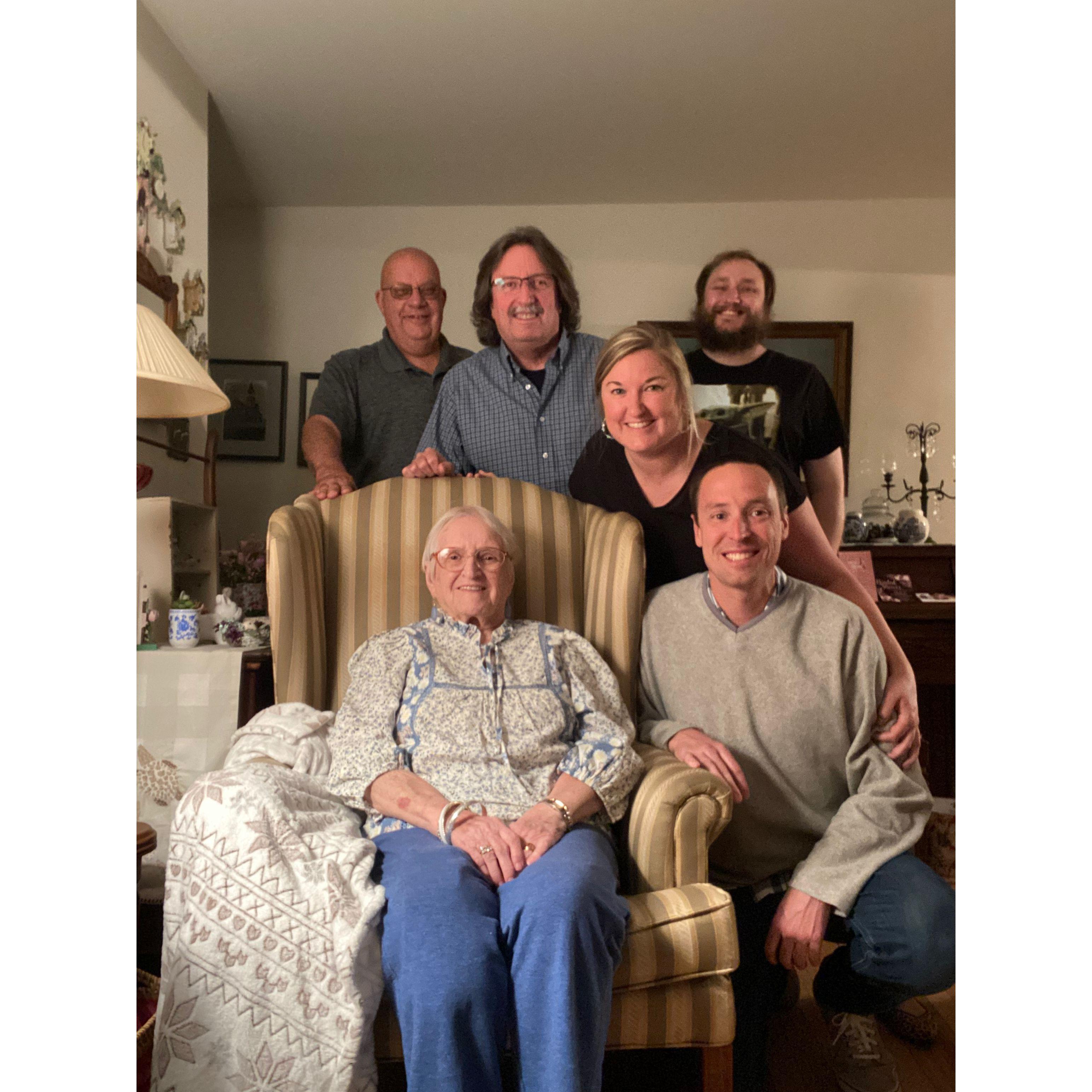 Celebrating Mom-Mom's 92nd Birthday together with Uncle Steve, Dad, and Nick!