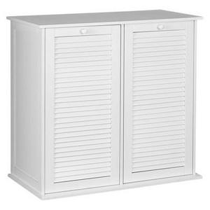 Household Essentials - Design Trends® Tilt-Out Cabinet Hamper with Shutter Front and Removable Bags - White