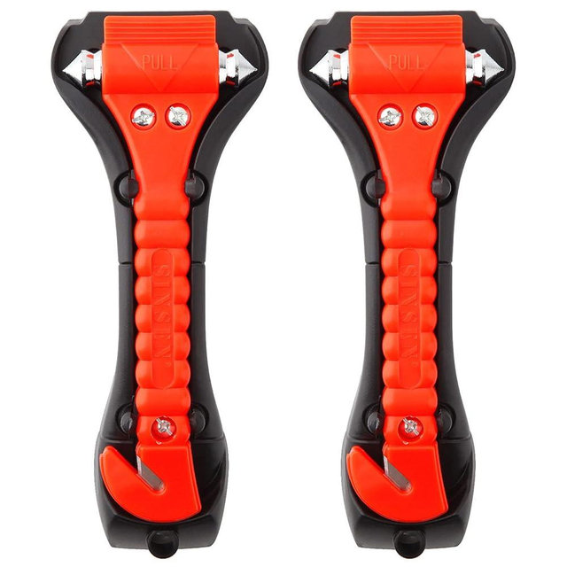 SINSEN Car Safety Hammer Set of 2 Emergency Escape Tool Auto Car Window Glass Hammer Breaker and Seat Belt Cutter Escape 2-in-1 for Family Rescue & Auto Emergency Escape Tools