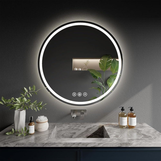 WISSMIELS LED Bathroom Mirror 20 Inch Round Bathroom Mirror with Lights, Circle Wall Mirror with 3 Colors Brightness, Anti-Fog for Bathroom Vanity, Entryway Living Room